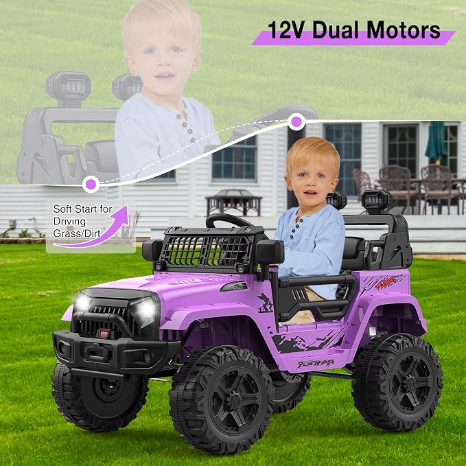 12V Kids Electric Ride On Truck Car w/Parent Remote Control, Spring Suspension - Image 6