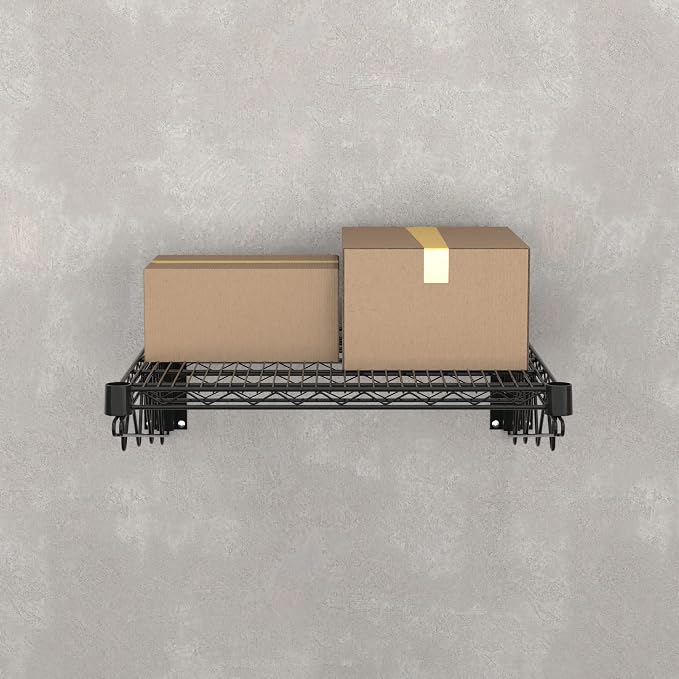 24" x 24" Black Epoxy Wire Wall Mount Shelf - Image 5