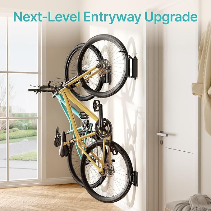 Bike Rack Garage, Bike Wall Mount Heavy Duty, Holds 77 Lbs, Swivel Bike Hangers - Image 7