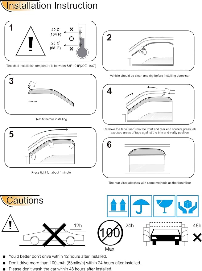Side Window Wind Deflector, Window Visor fit - Image 7