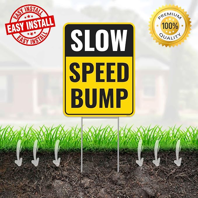 2PC Speed Bump Sign with Stakes, 17 Inches by 13 Inches - Image 5