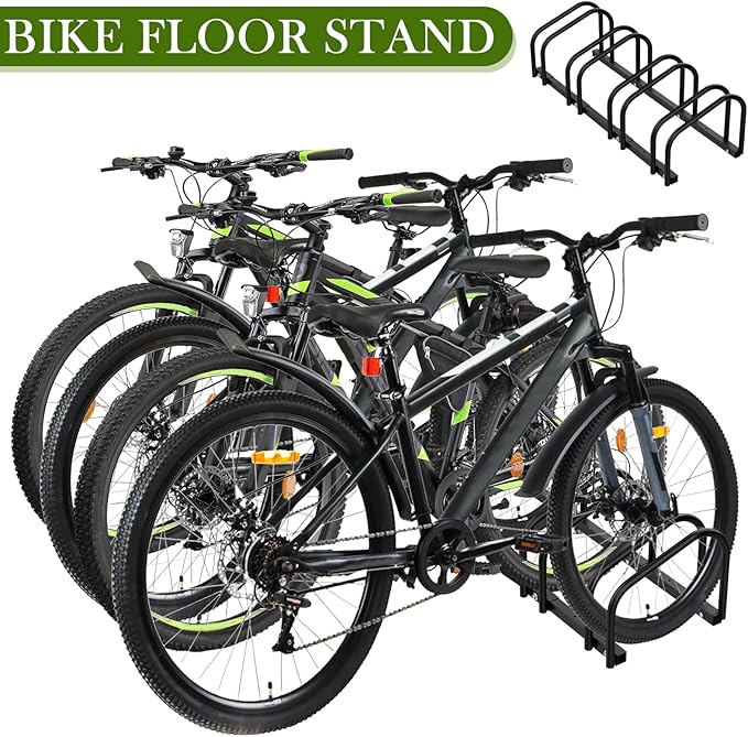 iCool Bikes Floor Bike Stand for 4 Bike, Bike Parking Rack Garage Bike Storage - Image 6