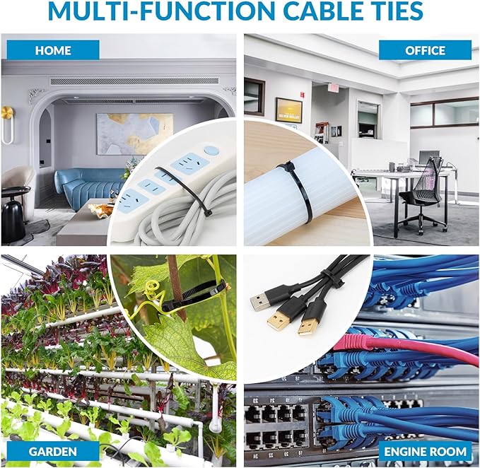XINGO 12 Inch White Zip Ties 200 PCS, 75 LBS Ultra Strong Tensile Strength - Image 6