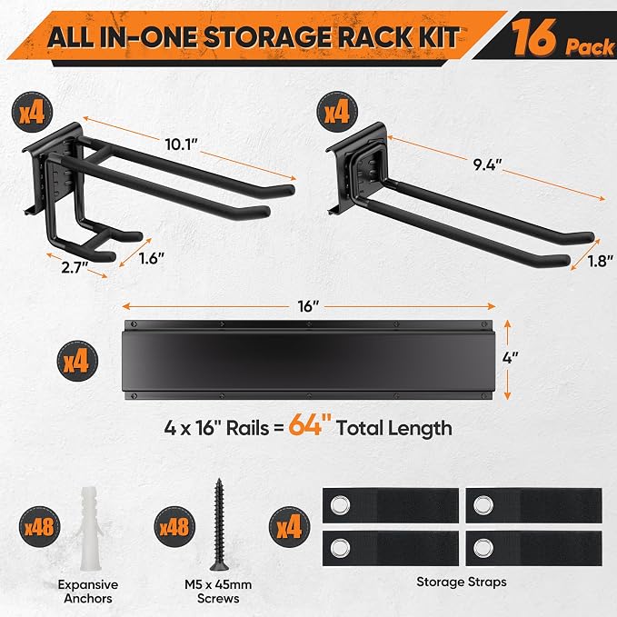 Garden Tool Organizer Wall Mount, 64 inches Tool Storage Rack - Image 2