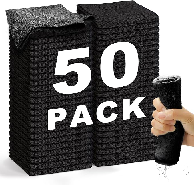 Microfiber Cleaning Cloth-50Pcs Ultra Soft Highly Absorbent Rags by WEAWE