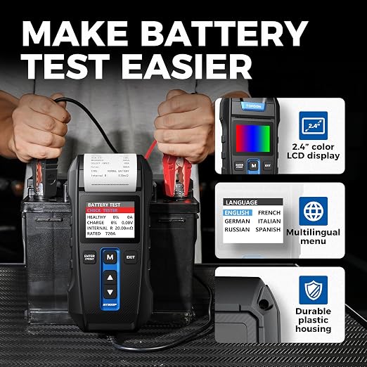 Car Battery Tester 12V 24V 100-2000CCA Lead-Acid Battery, TOPDON BT300P - Image 4