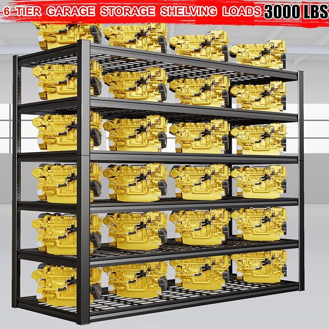 6 Tier Garage Shelving Heavy Duty, Commercial Metal Shelves - Image 3