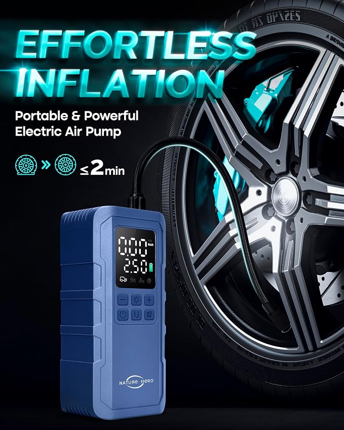 Tire Inflator Portable Air Compressor, 150 PSI car tire air pump portable - Image 2