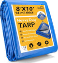Tarp 8x10 Feet 14 Mil Heavy Duty Waterproof Tarp, Large Multipurpose Cover by Winpull