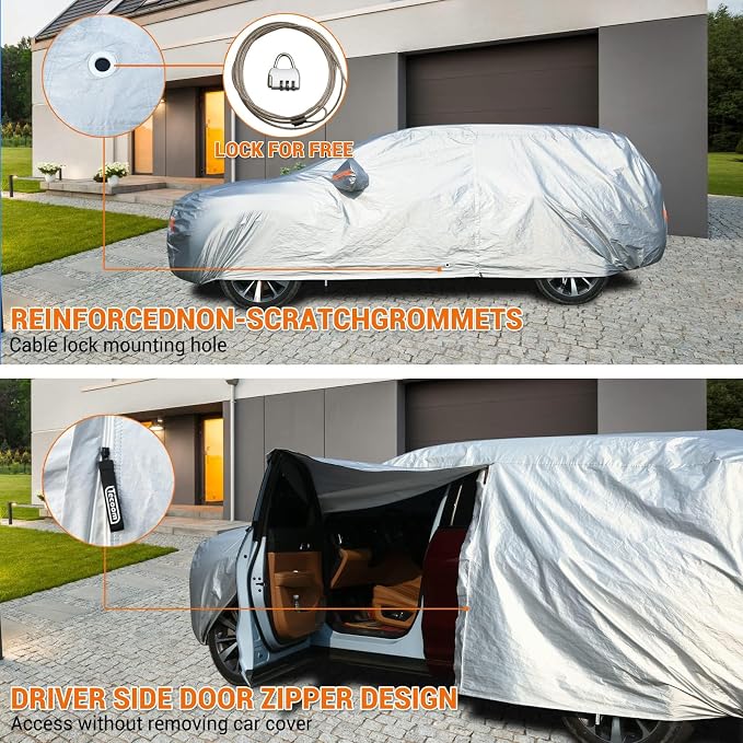Tecoom Car Cover Waterproof All Weather, Fleece Lining Car Covers - Image 3