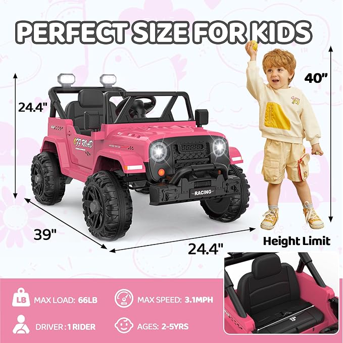 12V Ride On Truck Car with Remote Control, Kids Electric Vehicles with - Image 6