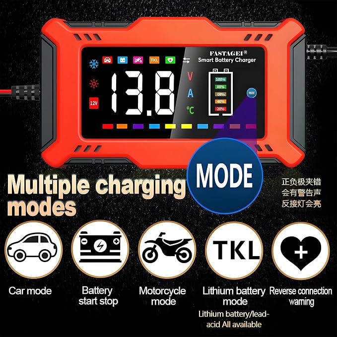 LiFePO4/Lead Acid Battery Charger Smart Battery Trickle Charger 12V 6A - Image 3