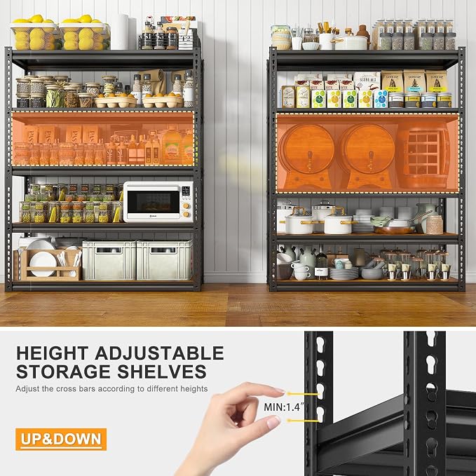 REIBII Garage Shelving 2500LBS Storage Shelves Adjustable Metal Shelving Heavy - Image 9
