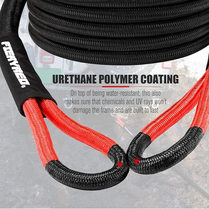 FieryRed Kinetic Energy Recovery Rope 30FT 7/8 Inch- Power Stretch Snatch Strap - Image 2
