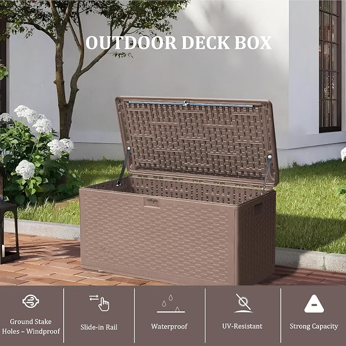 73 Gallon Pro Waterproof Outdoor Storage Pro Resin Deck Box Bin - Image 3