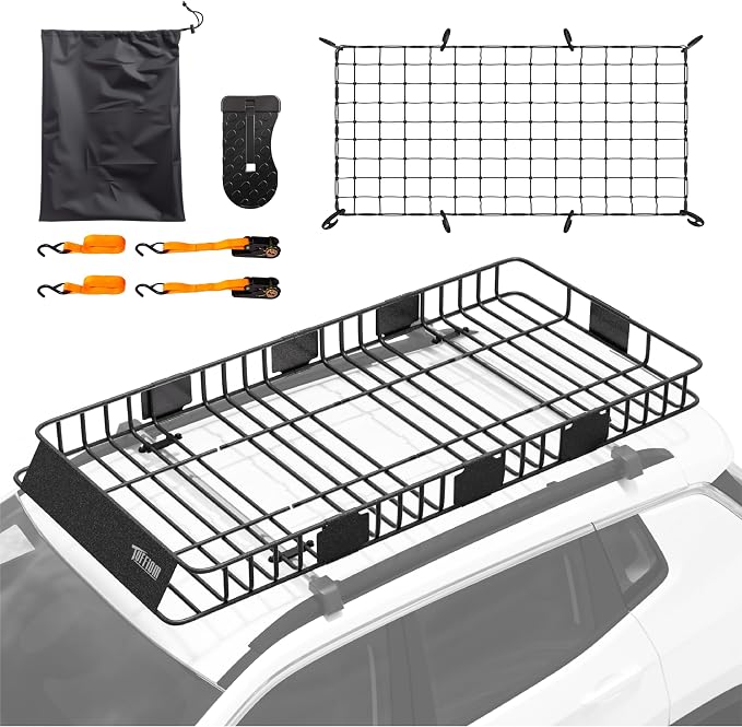 TUFFIOM 84"x 39"x 6" Universal Rooftop Cargo Carrier Basket, Extendable Steel by TUFFIOM