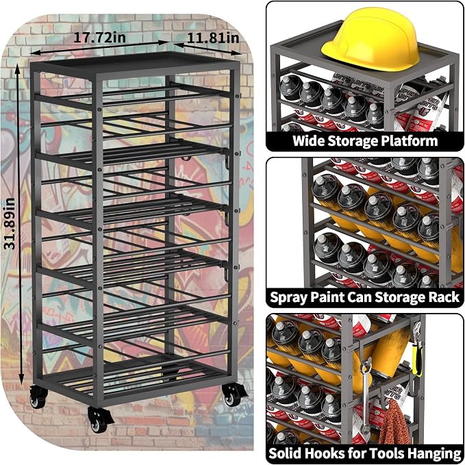 50 Can Spray Paint Rack Organizer, Metal Spray Paint Can Storage Holder - Image 3