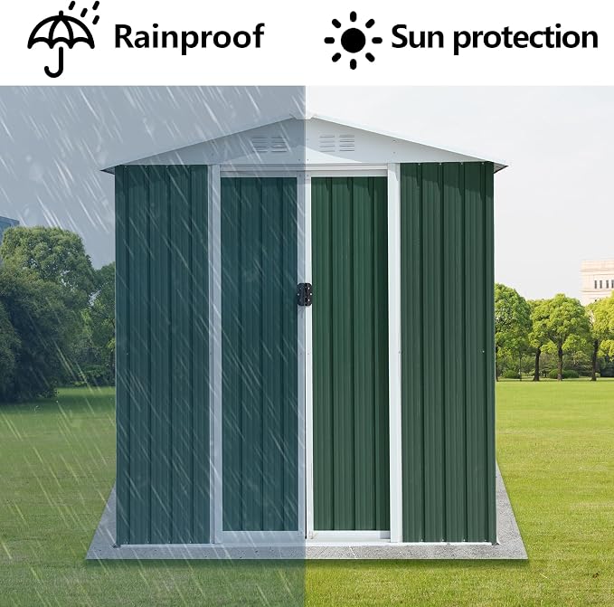 6x4 FT Outdoor Storage Shed, Metal Garden Shed - Image 5