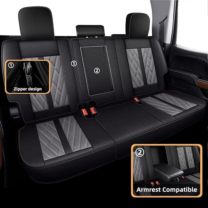 AOMSAZTO Ford Ranger Seat Covers: Full Set Custom Fit 2019 2020 2021 2022 2023 - Image 2