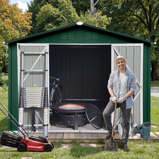 10' x 8' XL Outdoor Storage Shed, Sturdy Metal Building w/Lockable Doors - Image 2