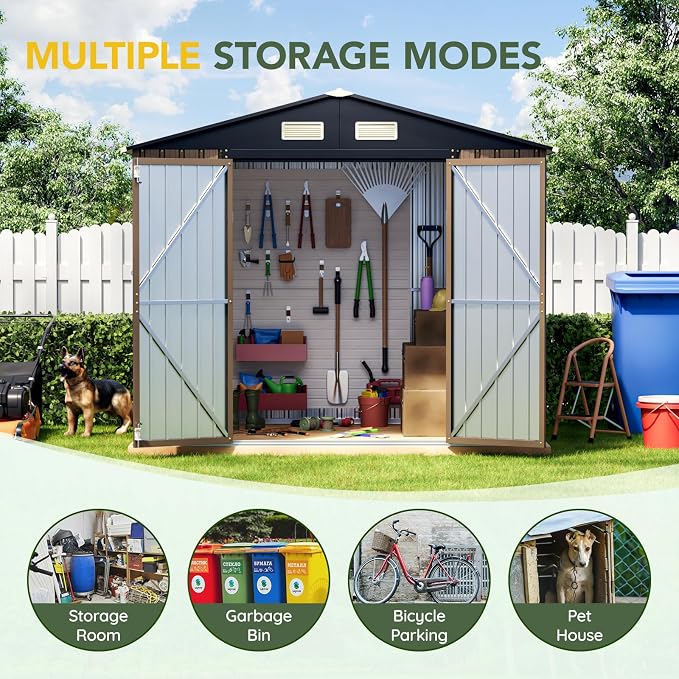 Breezz 8x6FT Outdoor Steel Storage Shed - Image 3