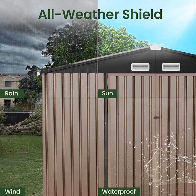 GVDV 10x14 FT Outdoor Metal Storage Shed, Durable Garden Shed - Image 5