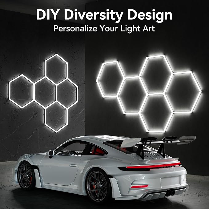 MODERN 11 Hexagon LED Garage Light, Ultra-Bright 6500K Natural White, 11 Grids - Image 3
