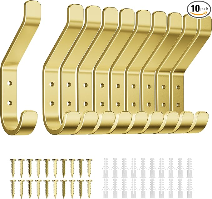 10-Pack Coat Hooks Wall Mounted: 20LB Heavy Duty Hanger by susswiff