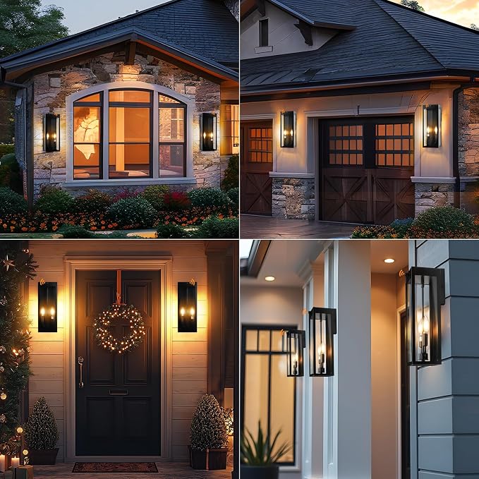 16” Dusk to Dawn Outdoor Lighting, 2 Pack Black Modern Porch Outside Lights - Image 8