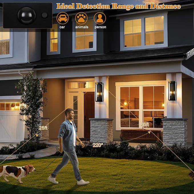 Black Motion Sensor Outdoor Lights 2-Light, 16” Modern Dusk to Dawn Sensor - Image 3