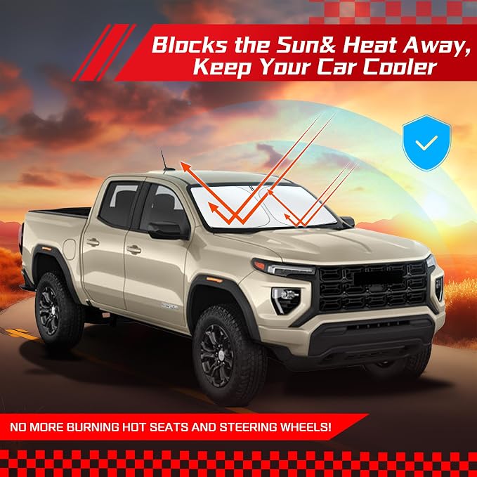 ARISMOTOR Windshield Sun Shade for GMC Canyon 2023-2025, Custom Fit Foldable - Image 7
