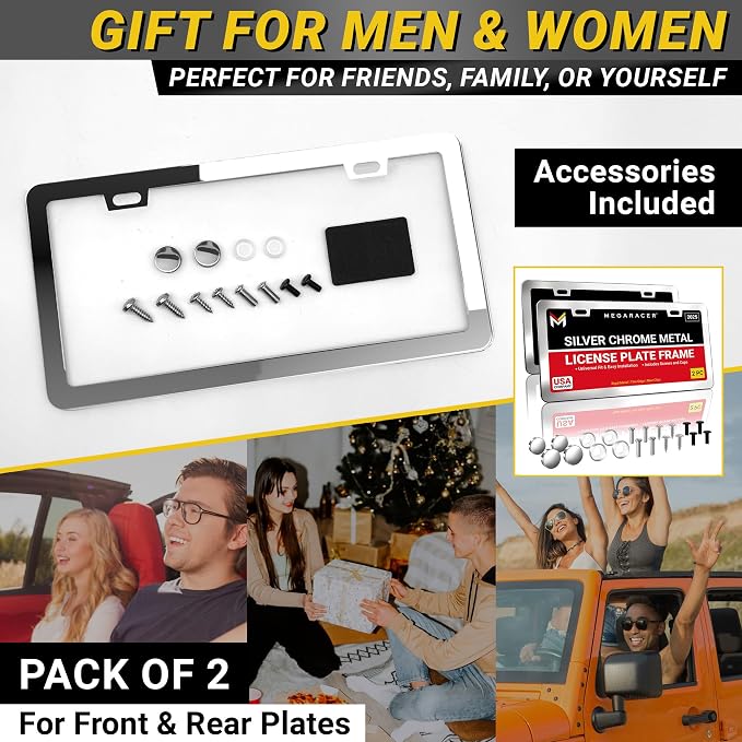 Premium Slim Polished Mirror Chrome License Plate Frames – 2 Pack, Rust-Free - Image 9