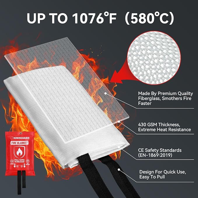 Emergency Fire Blanket for Home and Kitchen, Fiberglass Fire Blankets Emergency - Image 3