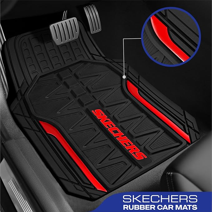 Skechers Car Floor Mats, Heavy Duty Rubber Car Mats Full Set, All Weather Floor - Image 2