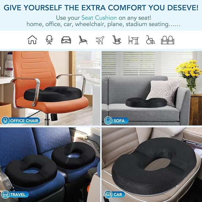 Donut Pillow for Office Chair Car Seat Cushion Cooling Gel Memory Foam Cushion - Image 7