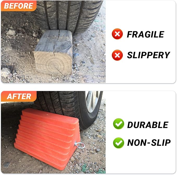 Premium 4 pcs Heavy Duty Wheel Tire Chocks, Vehicle Chocks - Image 6