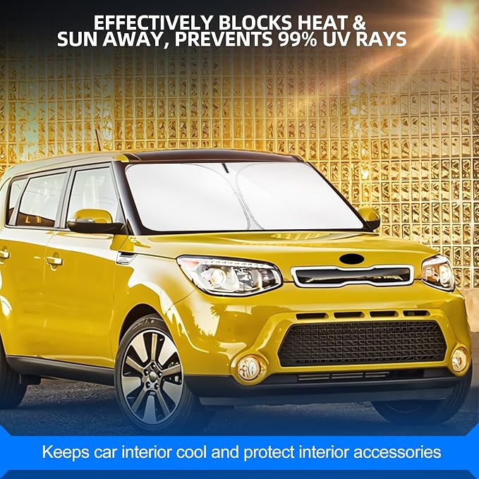 Windshield Sun Shade for Kia Soul 2014-2019 Foldable Sunshade Custom Fit Front - Image 7