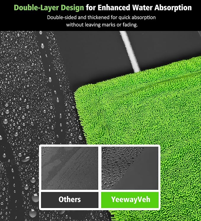 28" x 36" Car Drying Towel Extra Large, 1400 GSM Double Sided High Absorbent - Image 5
