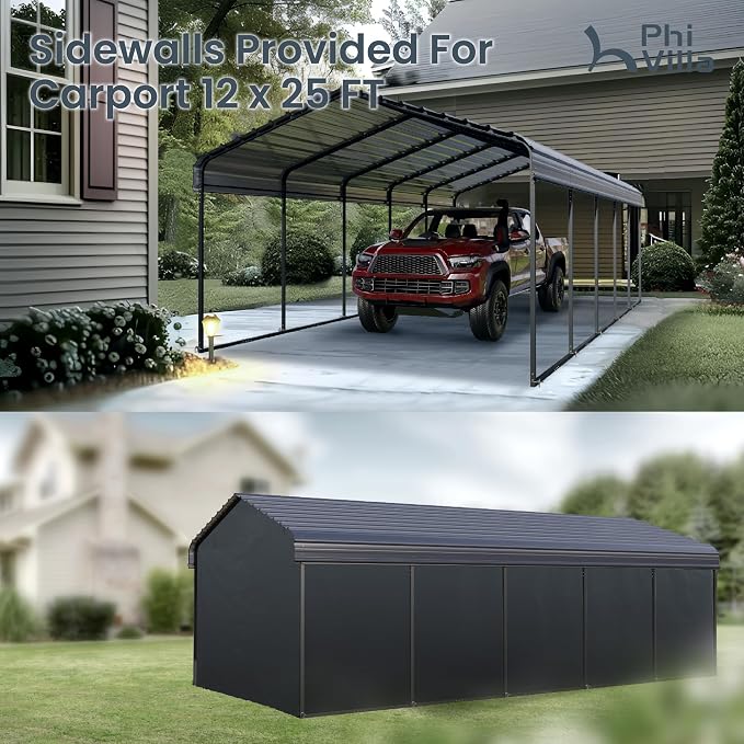 PHI VILLA 12 x 25 ft Heavy Duty Car Port - Image 2