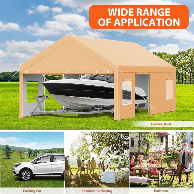 13x25FT Heavy Duty Carport, Outdoor Garage Canopy - Image 7