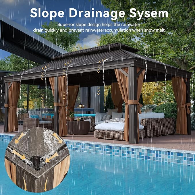 Aoxun 12' X 20' Permanent Hardtop Gazebo Aluminum Gazebo - Image 4