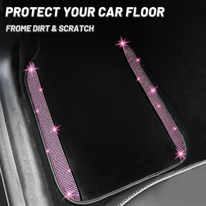 NBTEPEM Pink Bling Car Floor Mats Full Set, Universal Fit Most Cars - Image 8