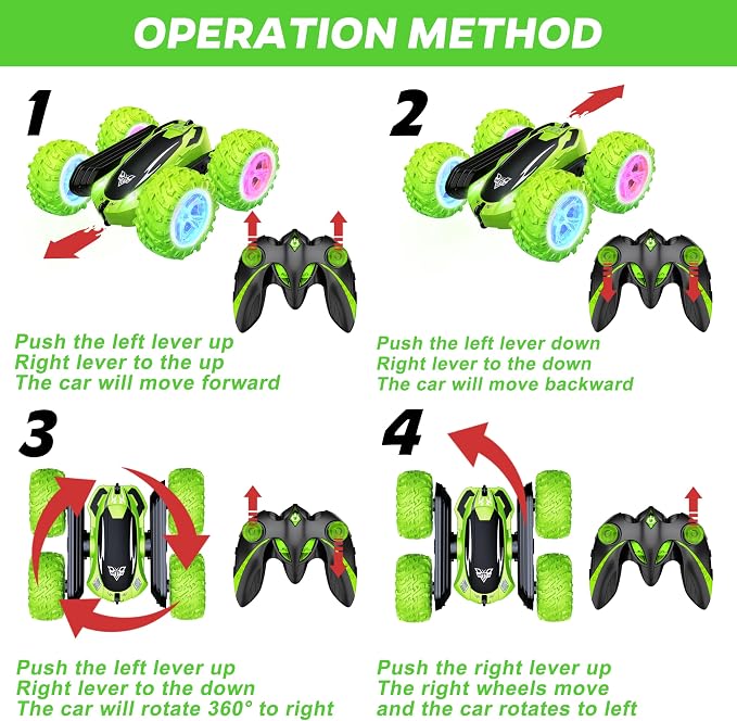 KKONES Remote Control Car, 2.4GHz Electric Race Stunt Car, Double Sided 360° - Image 2