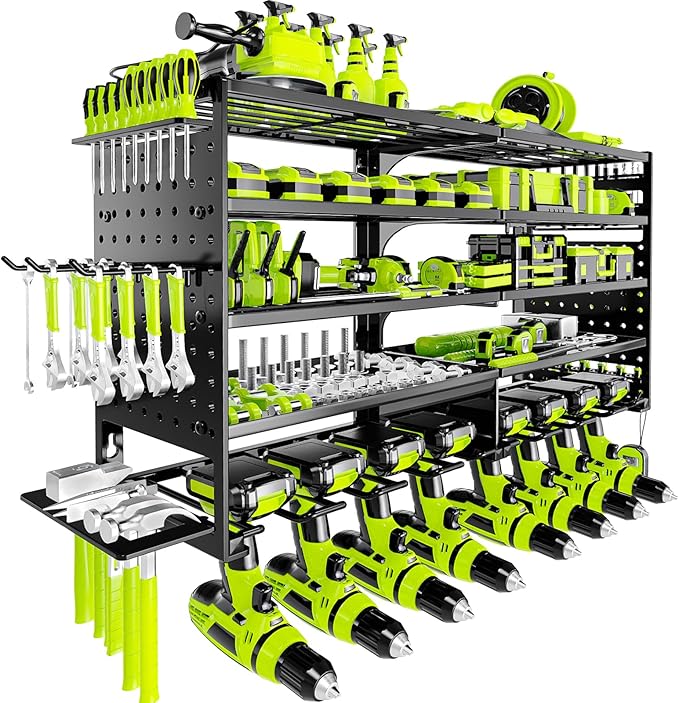 5 Layers Power Tool Organizer Wall Mount, Metal Cordless Tool Storage Rack by DAYSUP