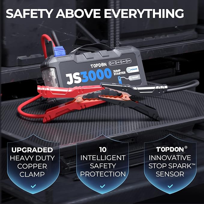 JS3000 12V 3000A Battery Booster Jump Starter Pack - Image 7