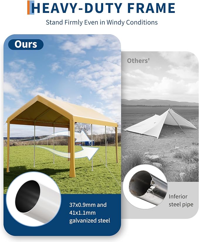 10x20ft Metal Carport Garage - Image 3