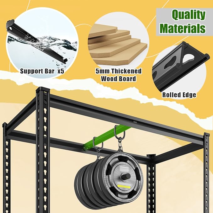 Set of 2 Storage Shelves, 27.7"W Metal Shelving 2010LBS Garage Shelving Heavy - Image 9