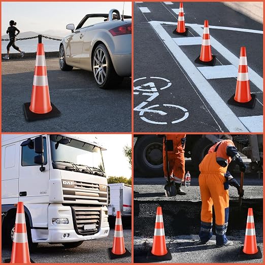 Traffic Cones 28 inch 6 Pack Heavy Duty Safety Cones Orange - Image 4
