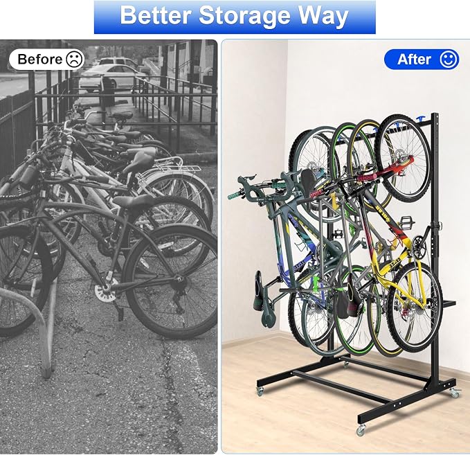 Freestanding Bike Storage Rack, Hold Up to 5 Bikes Sturdy Steel Bicycle Rack - Image 4