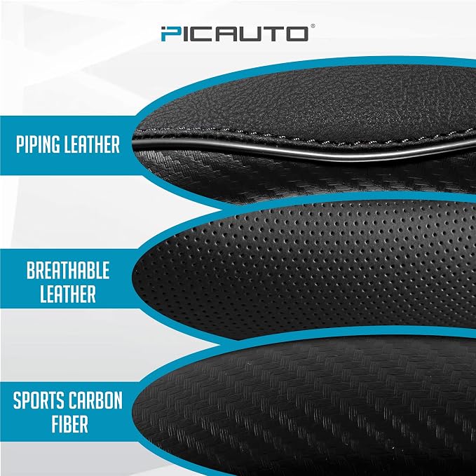 PIC AUTO Steering Wheel Cover, Sports Carbon Fiber and Super Breathable Leather - Image 3